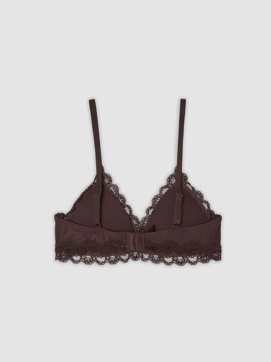 Brown stretch microfibre triangle bra with lace_6