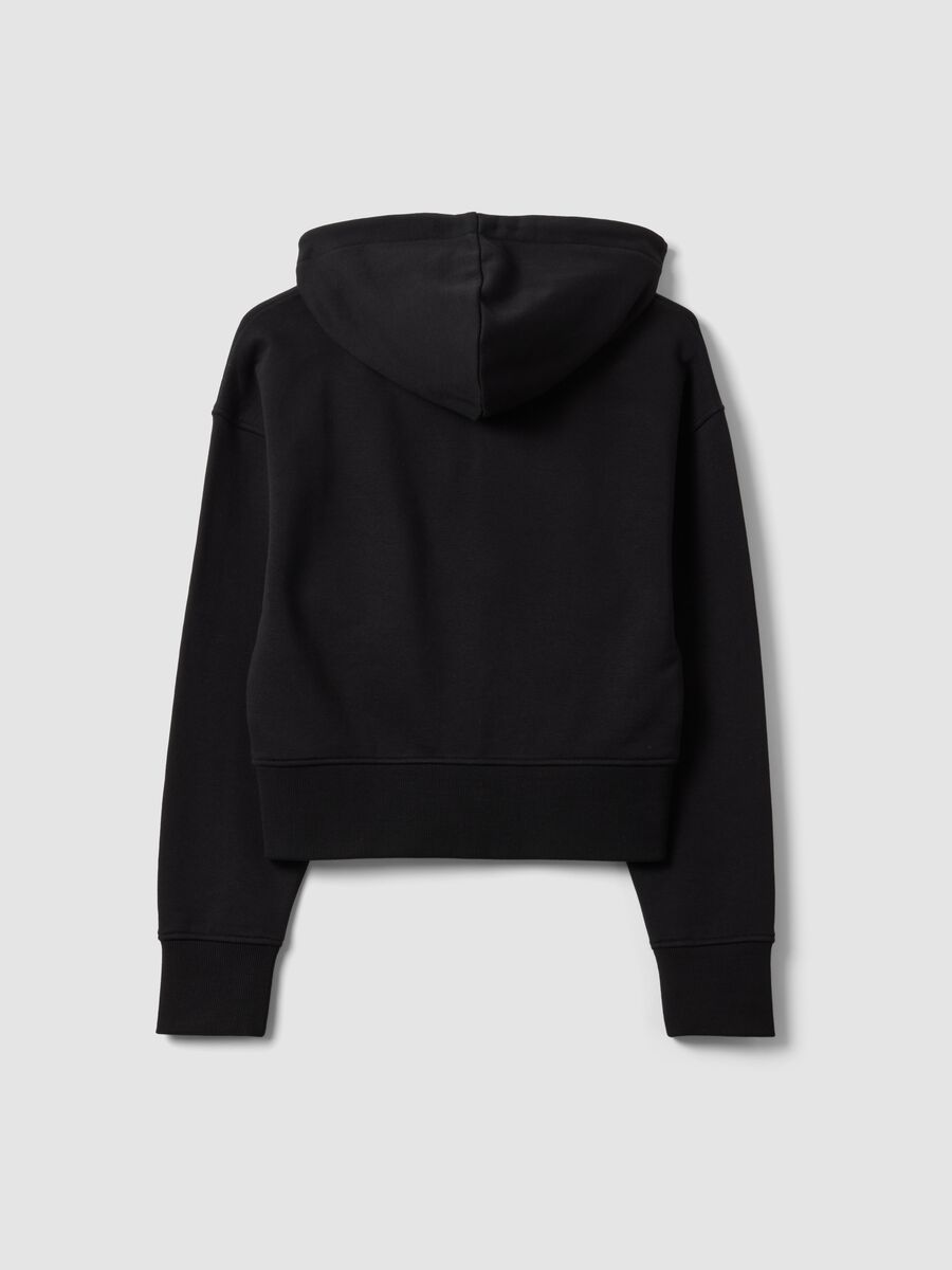 Black cotton-blend full-zip fitted hoodie_6
