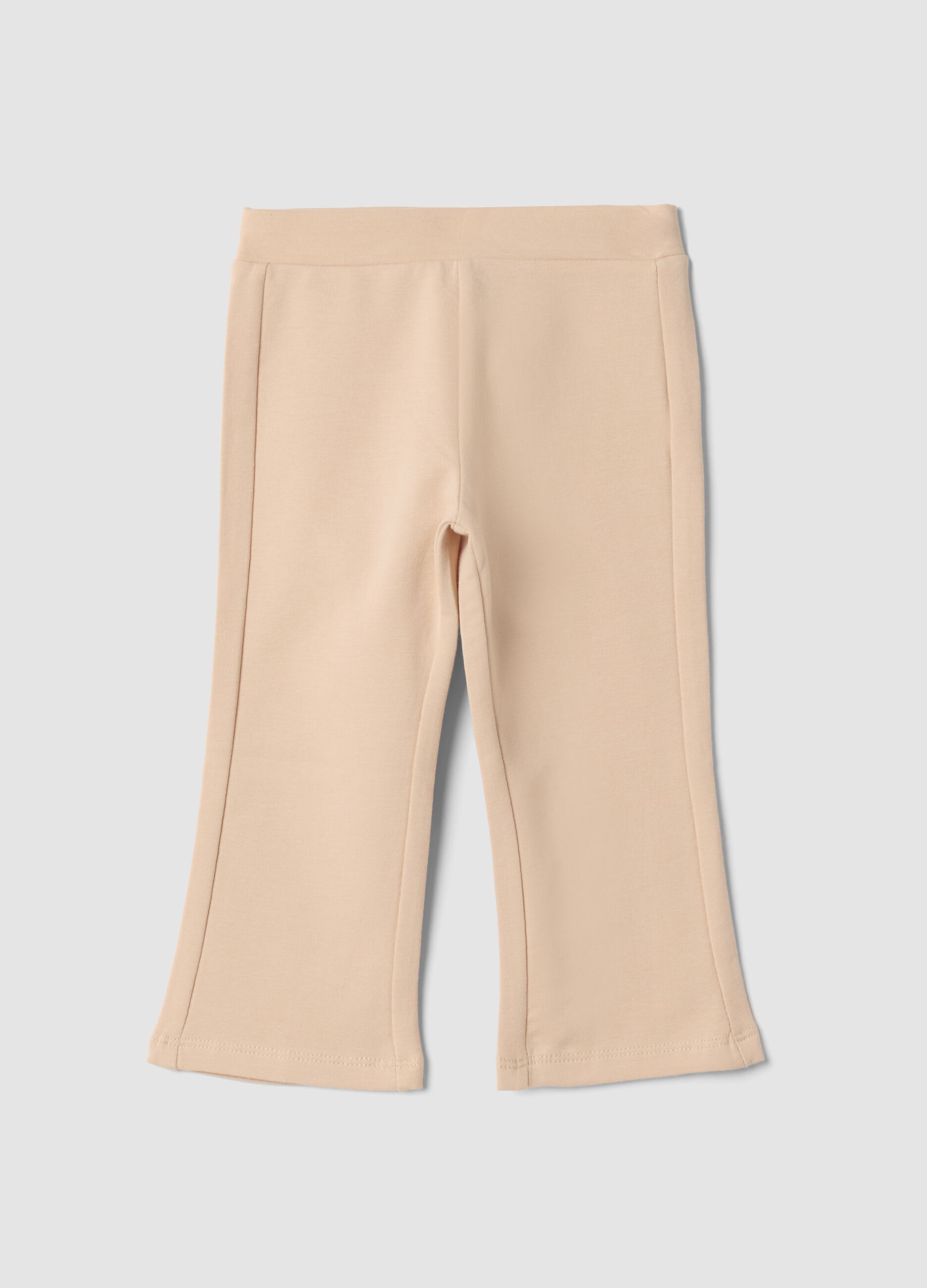 Beige organic stretch-cotton flared leggings