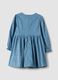 Blue pure cotton ribbed dress with floral print_1