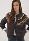 Cardigan grigio girocollo con fantasia jacquard_0