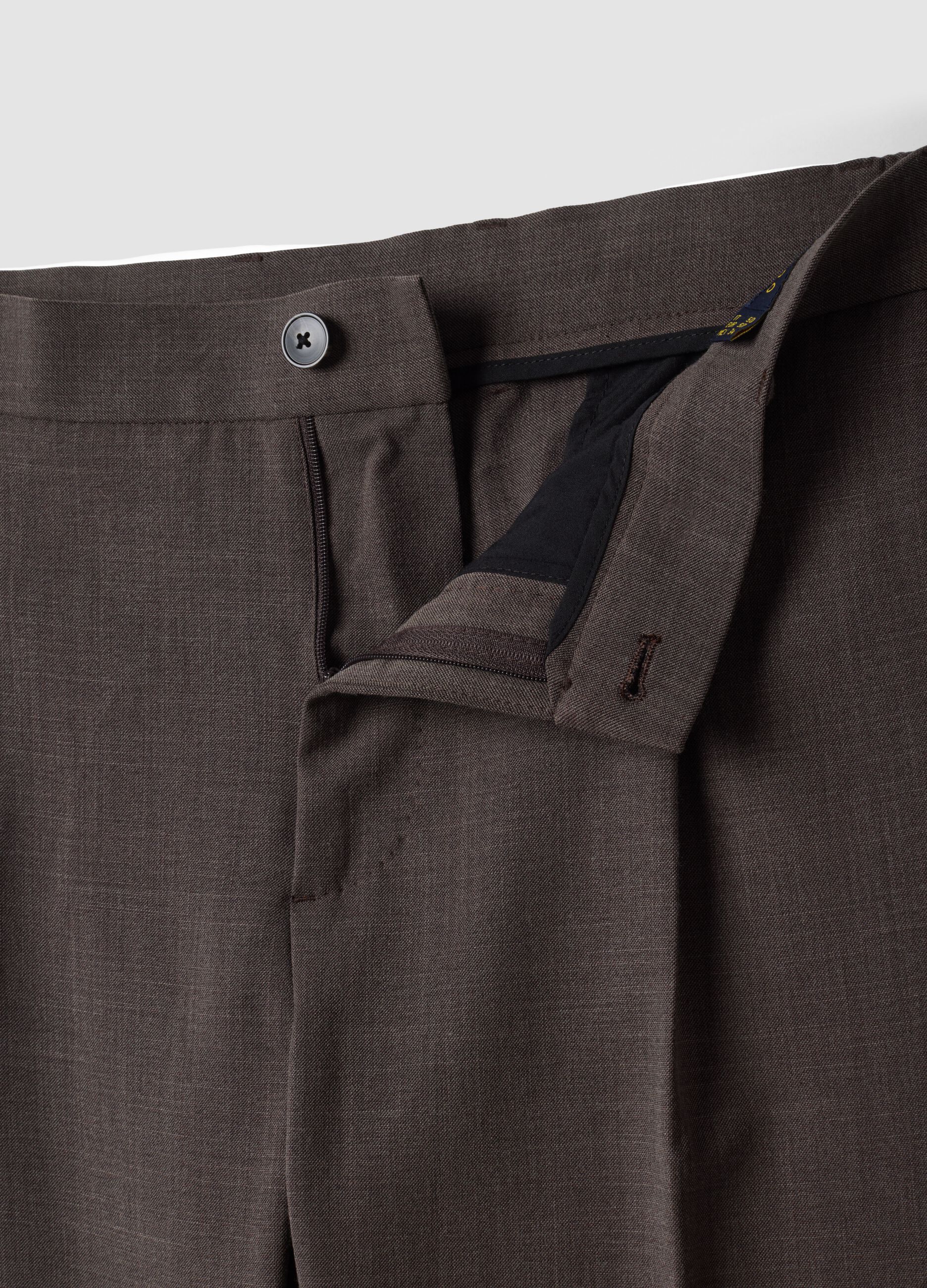 Brown slim-fit stretch viscose trousers