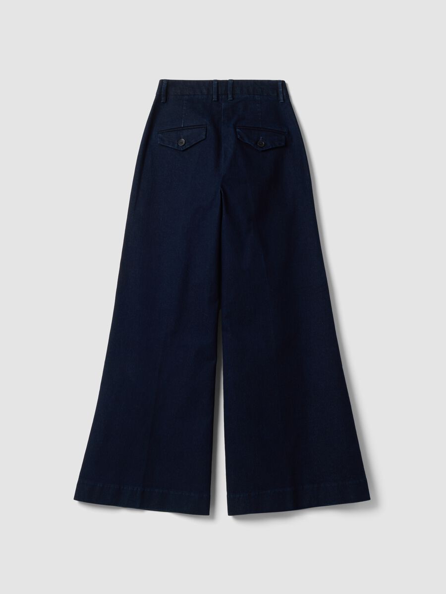 Blue wide-leg stretch cotton jeans_6