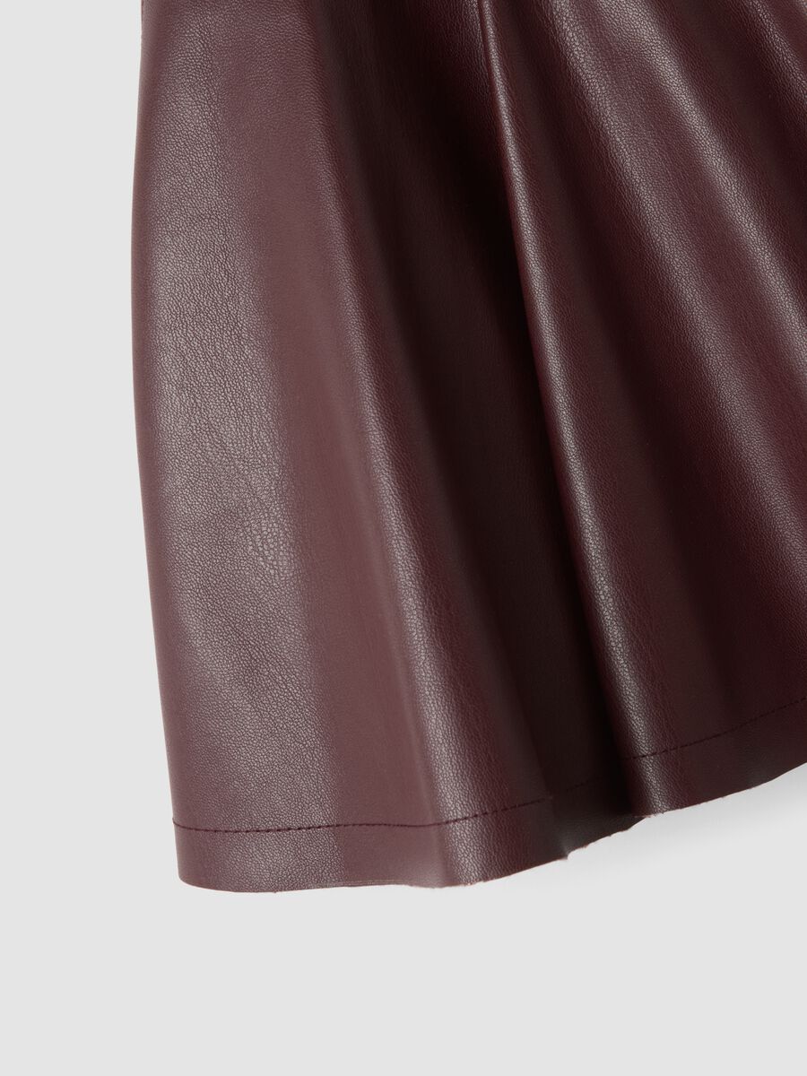 Brown circle skirt with coated-effect finish_3