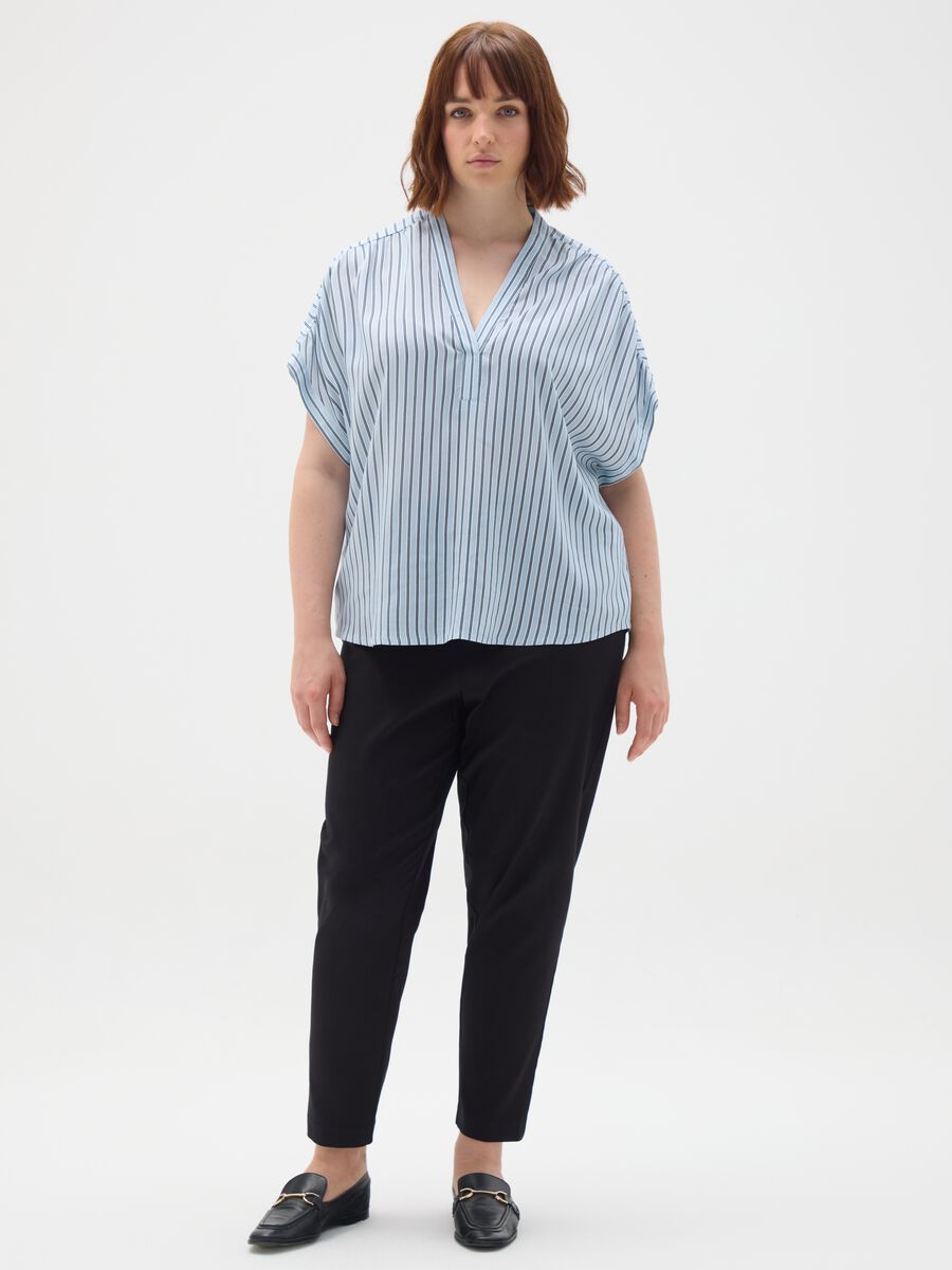 Women's Black Stretch Viscose Blend Leggings_0