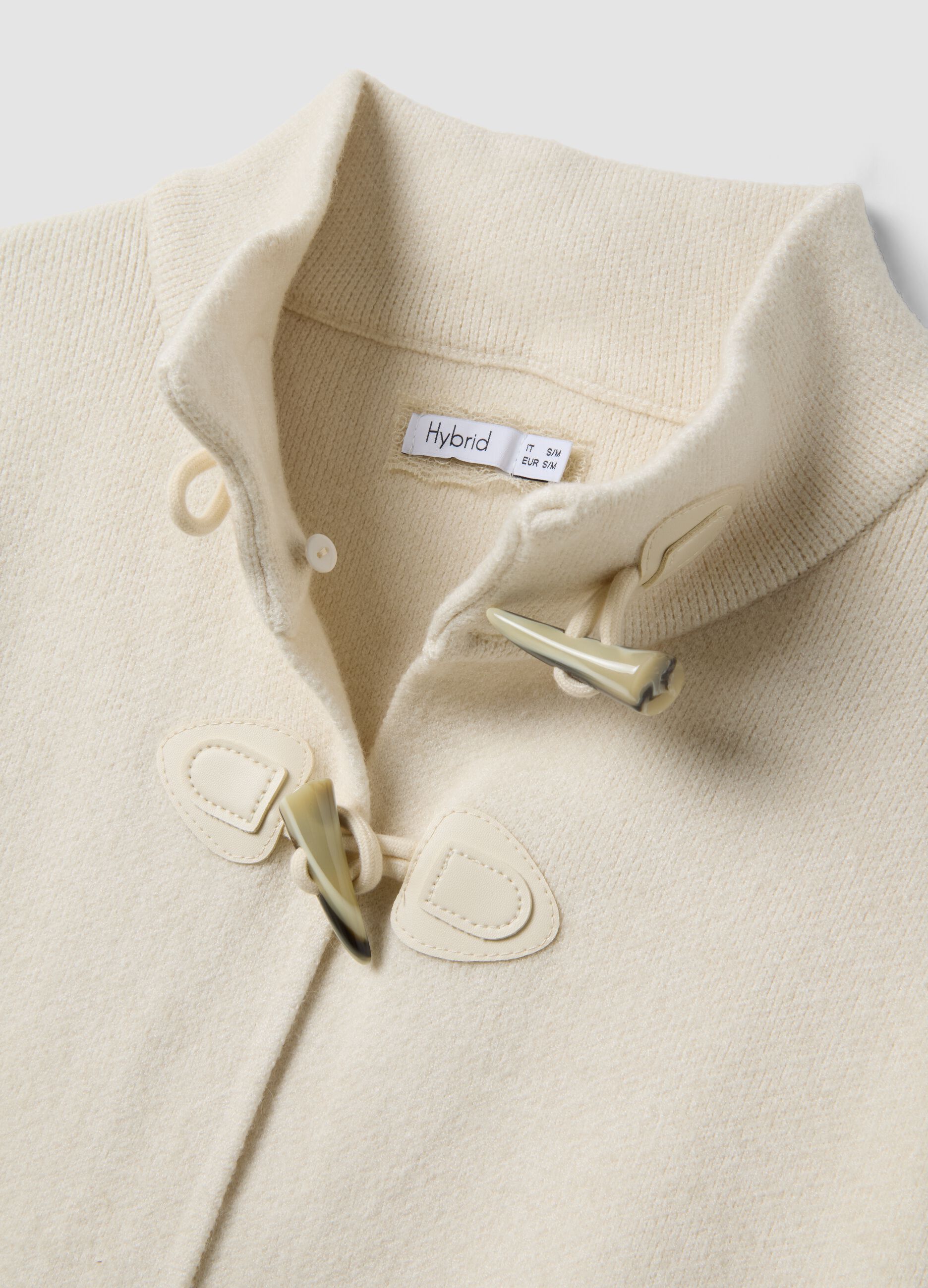 Cardigan beige in misto viscosa con alamari regular fit