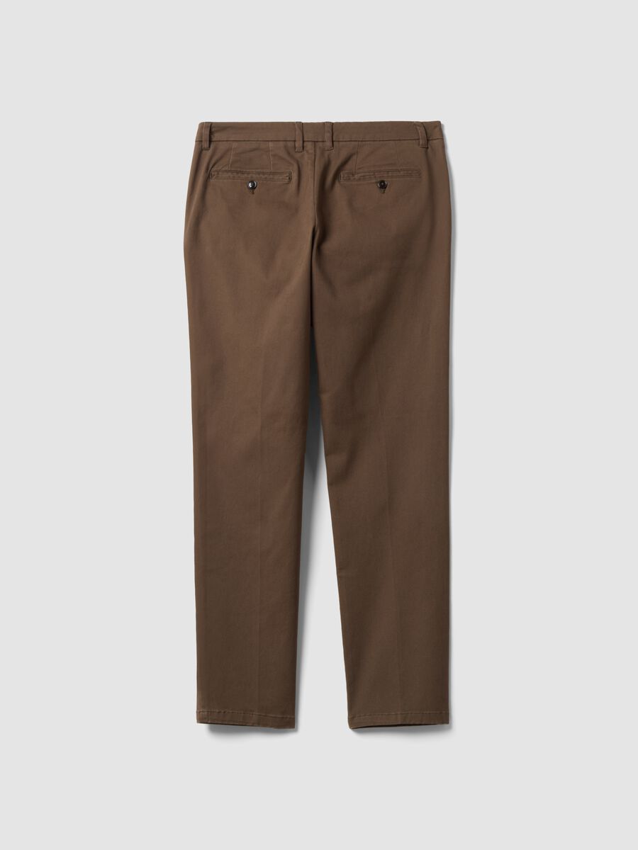 Brown slim-fit stretch cotton twill chino trousers_6