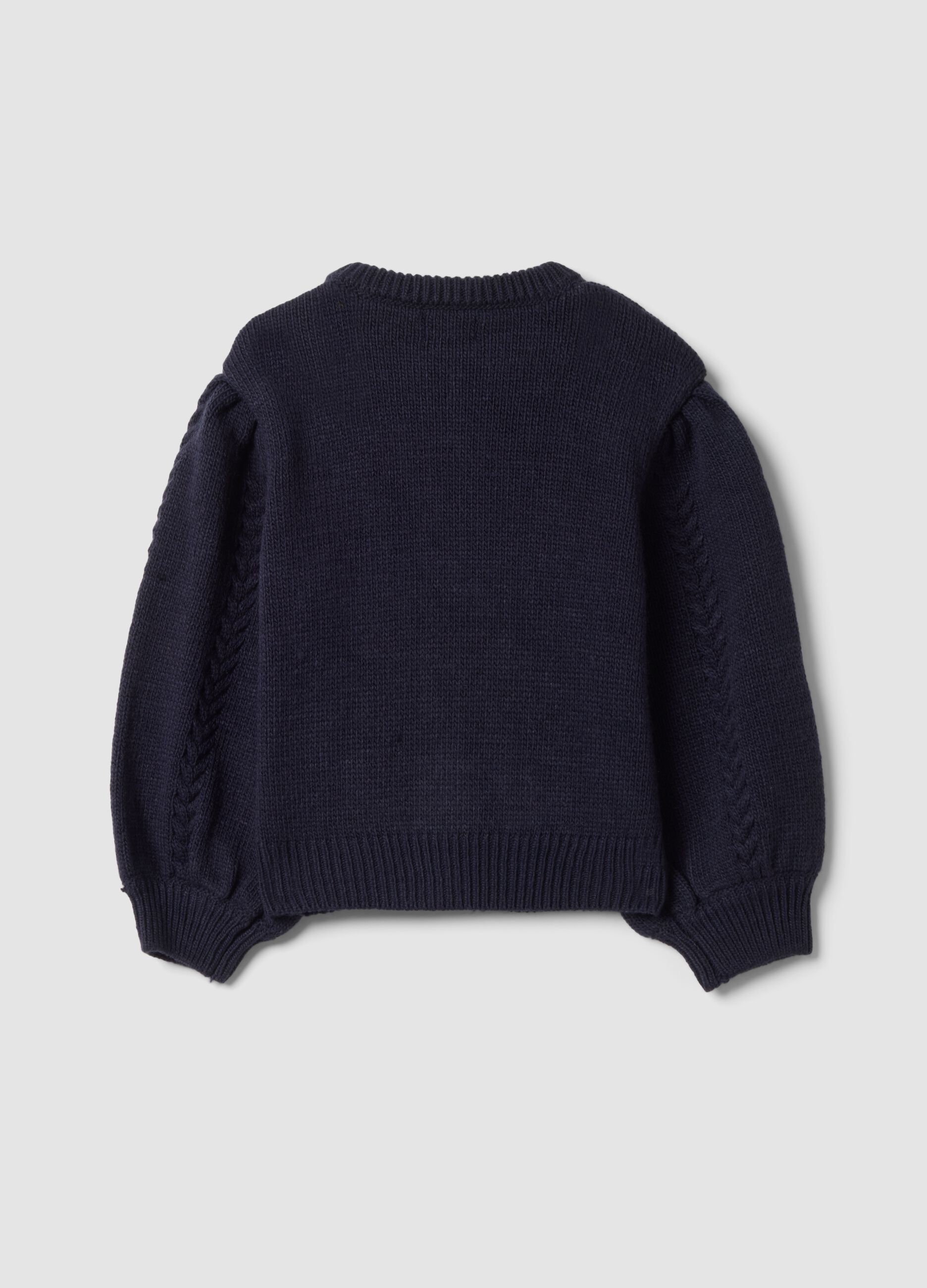 Blue cable-knit cardigan with buttons, regular fit
