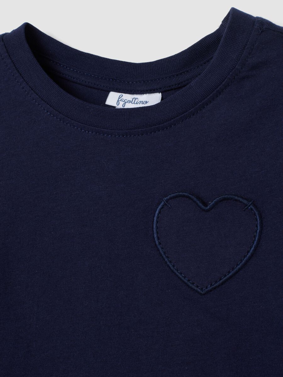 Twin pack of navy blue and cream pure cotton T-shirts with print_2