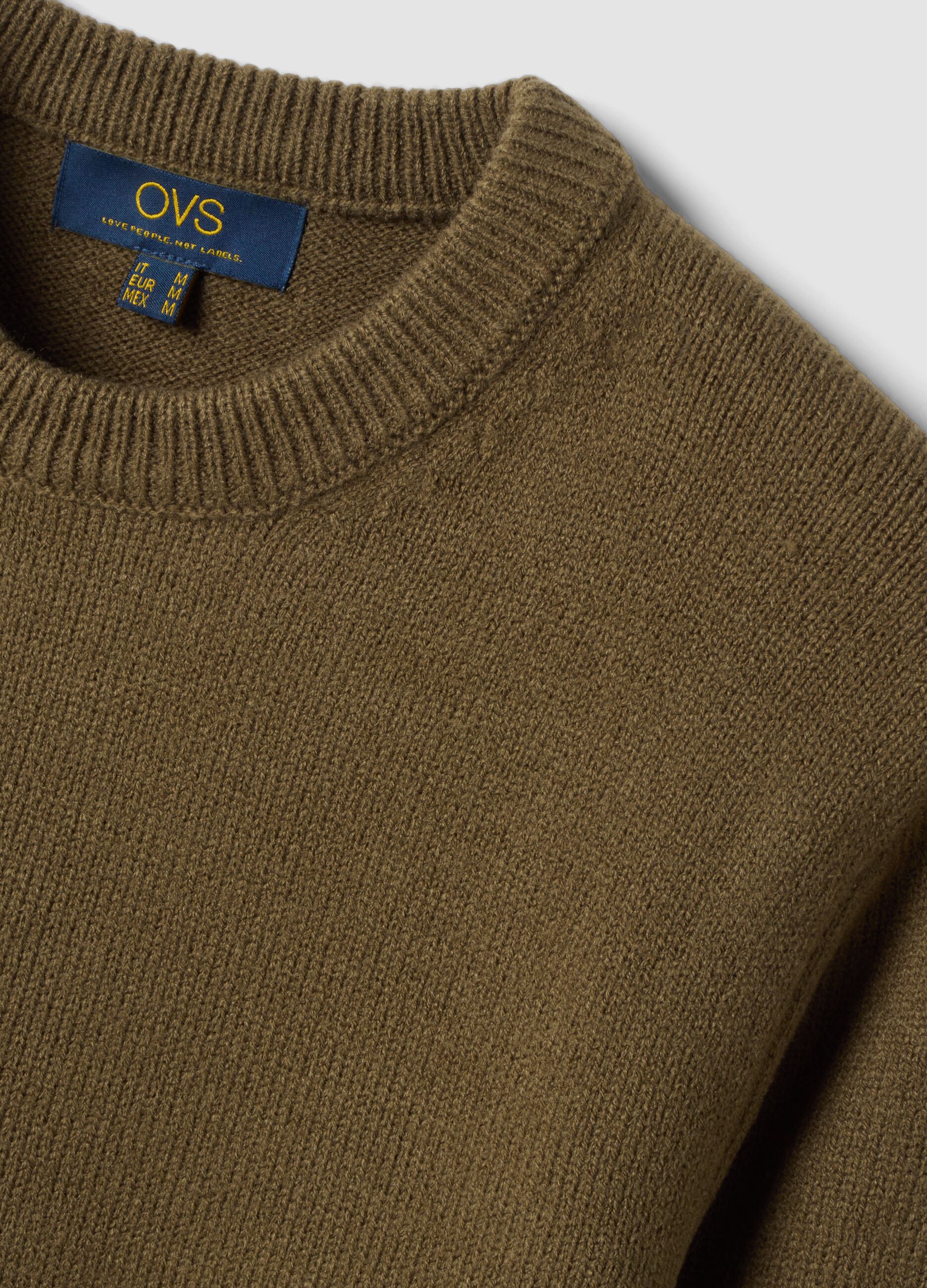 Maglia verde girocollo in jersey knit regular fit