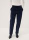 Pantaloni blu in cotone elasticizzato a coste con vita elasticizzata_1
