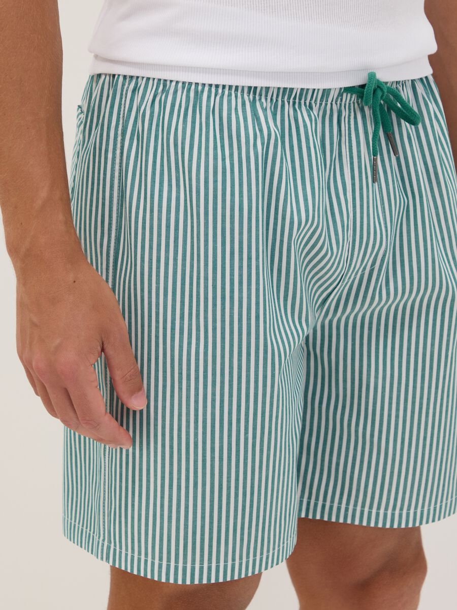 Green striped organic cotton pyjama shorts_2