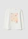 White organic stretch cotton jersey T-shirt with print, regular fit_0