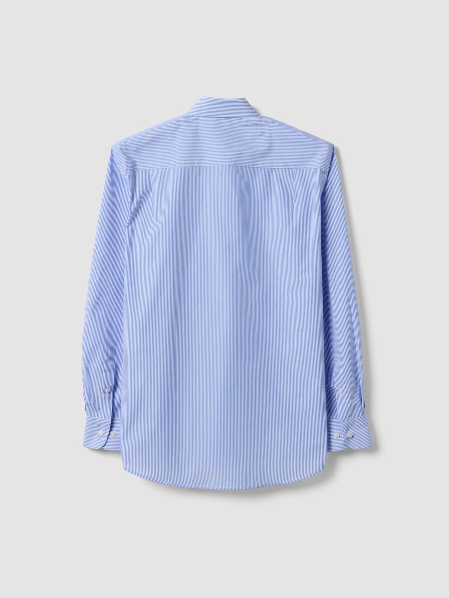Blue striped cotton-blend shirt with button-down collar, easy-iron, regular fit_5