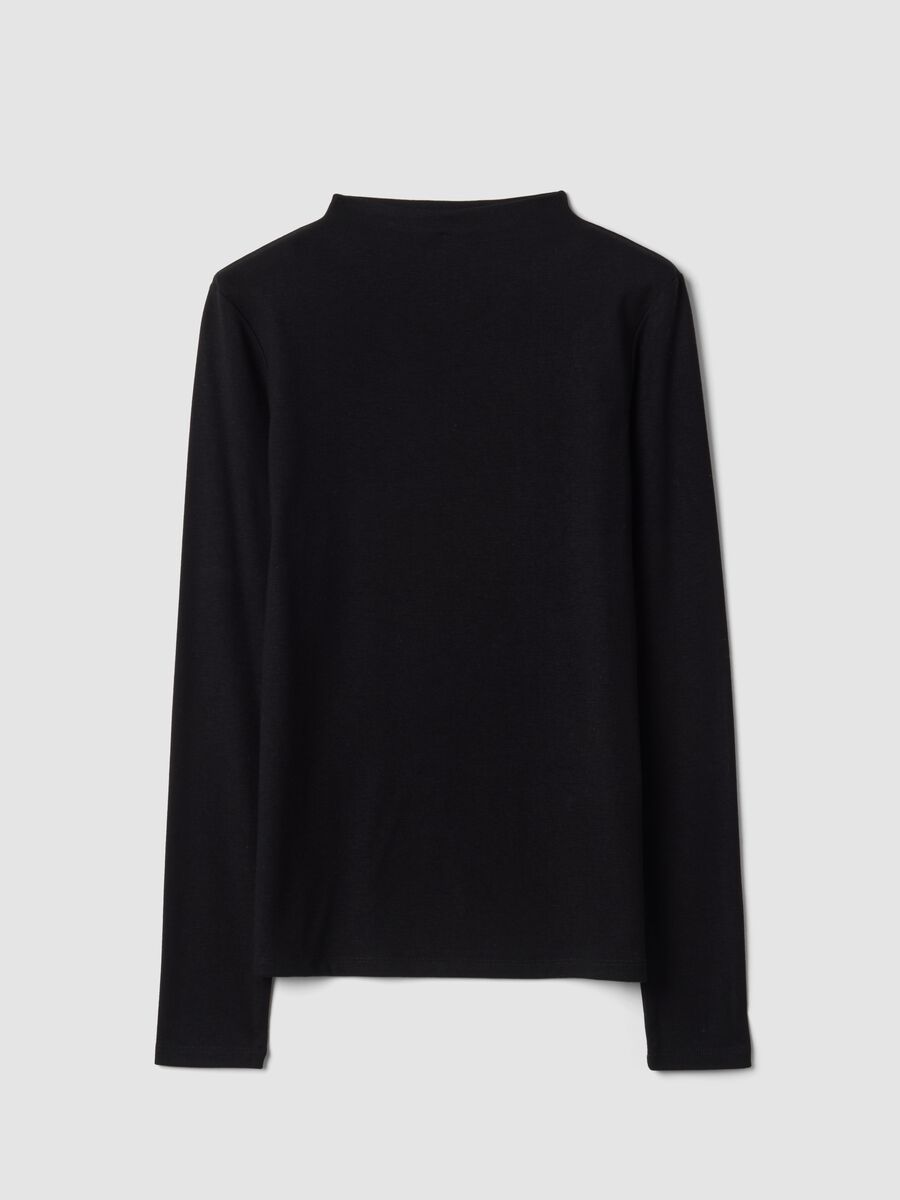 Black stretch viscose crew-neck T-shirt_4