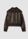 Brown viscose-blend jacket with zip_2
