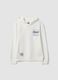 White pure cotton hoodie with print for boys_3