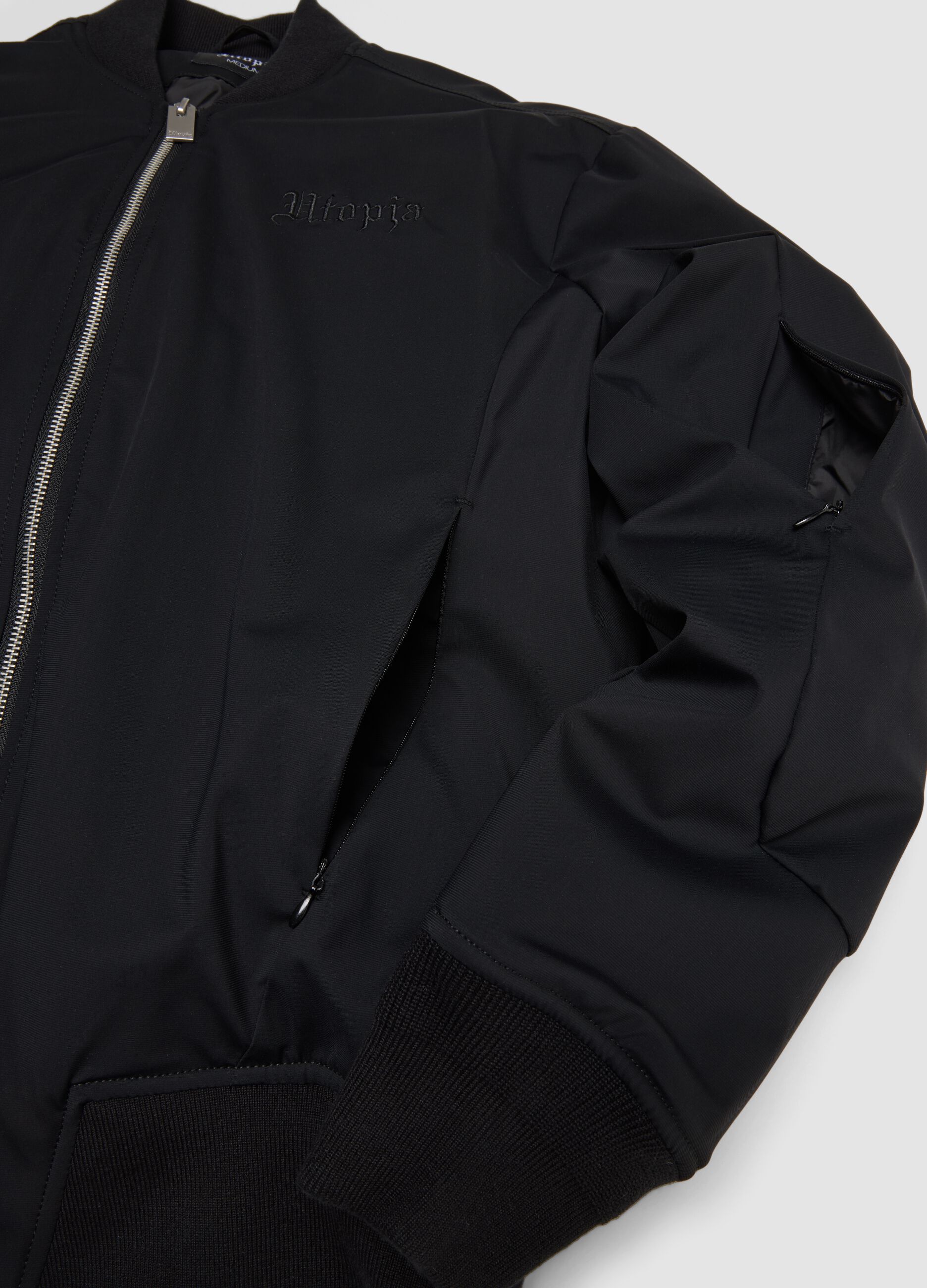 Nylon Bomber Jacket Black