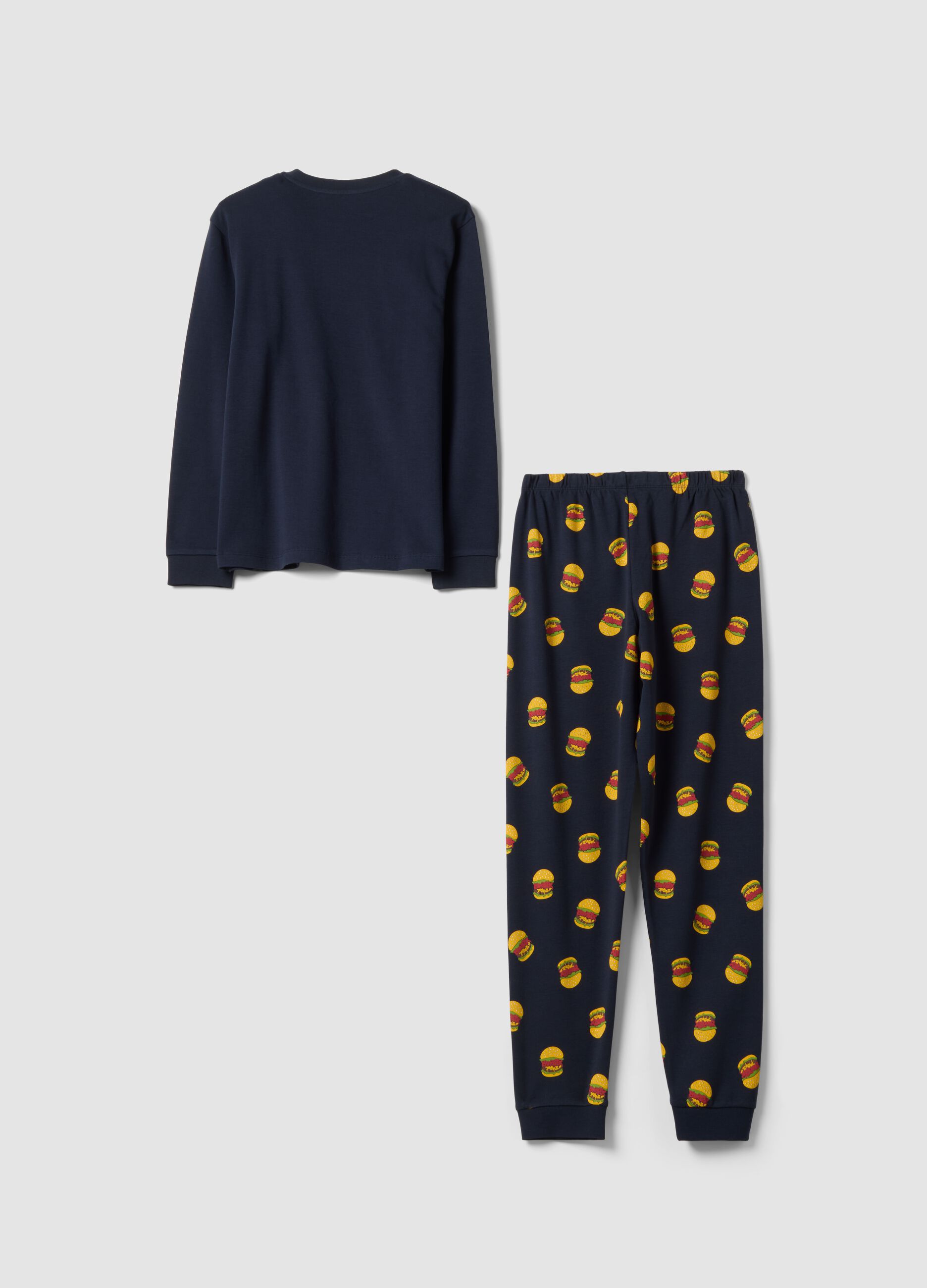 Blue pure organic cotton crew-neck pyjamas