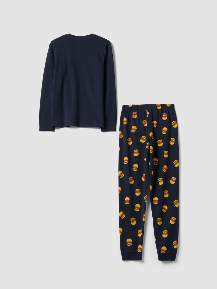 Blue pure organic cotton crew-neck pyjamas_1