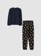 Blue pure organic cotton crew-neck pyjamas_1