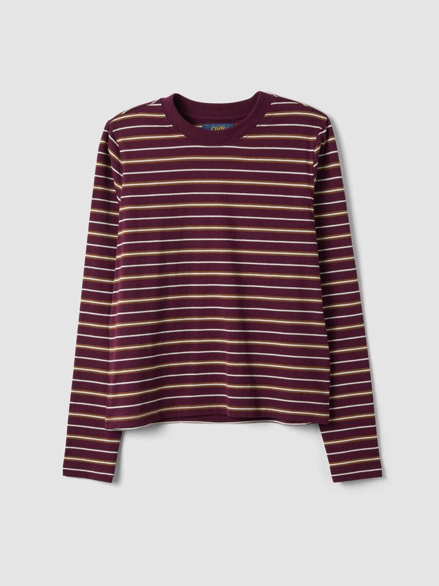 Multicolour pure cotton striped crew-neck T-shirt, regular fit_4