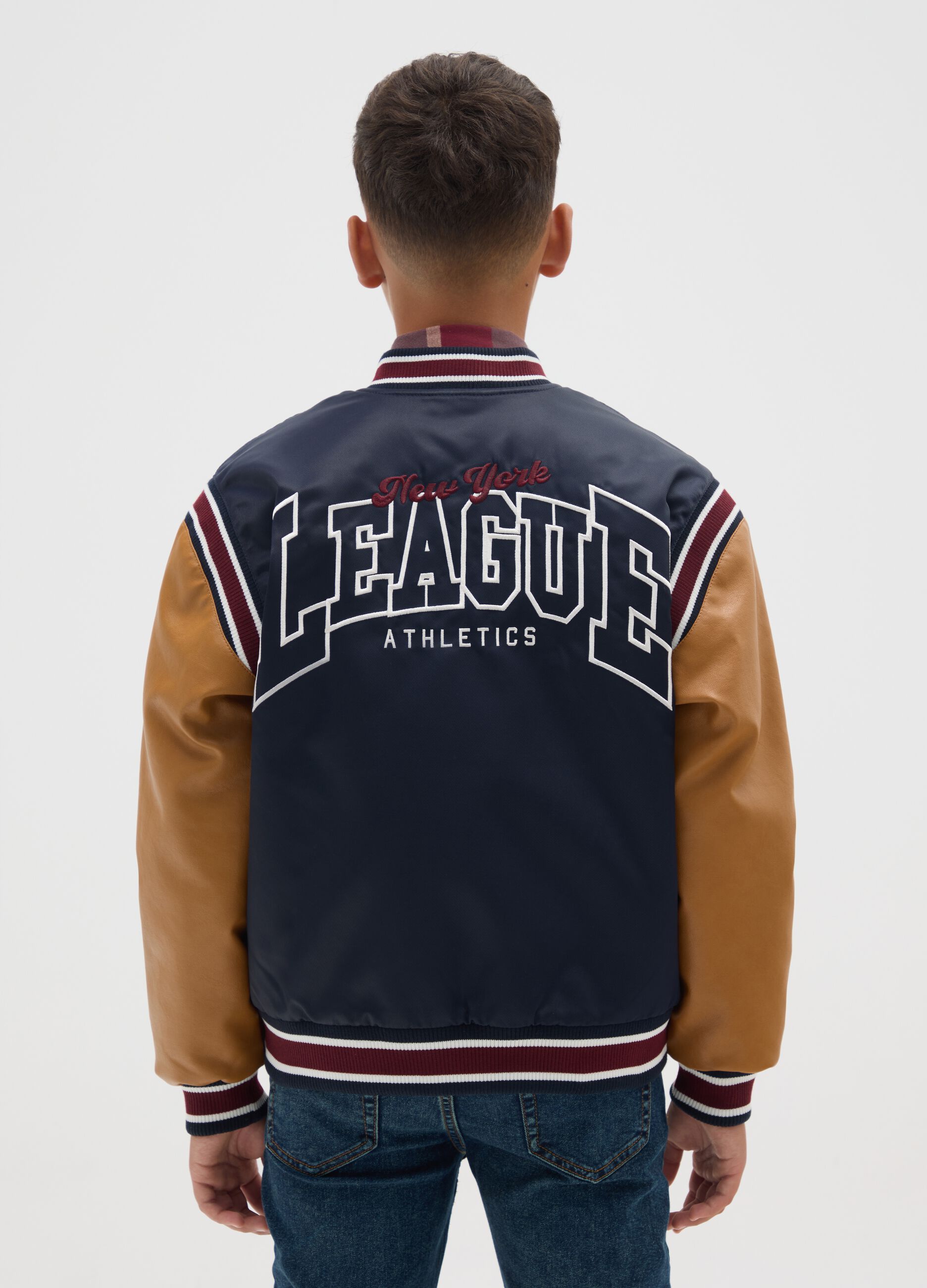 Blue Boy's Bomber Jacket with Buttons