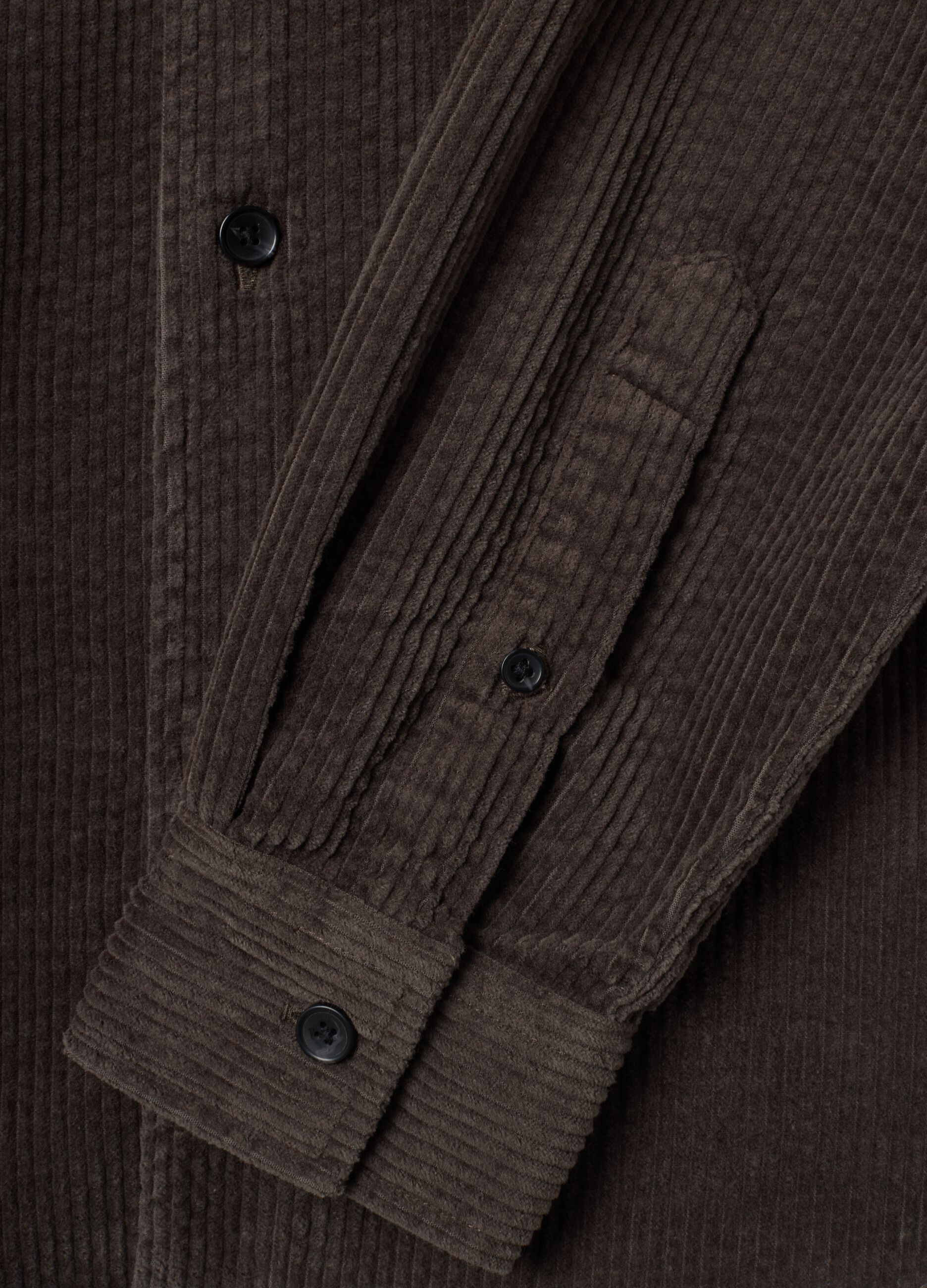 Camicia marrone in puro cotone a coste