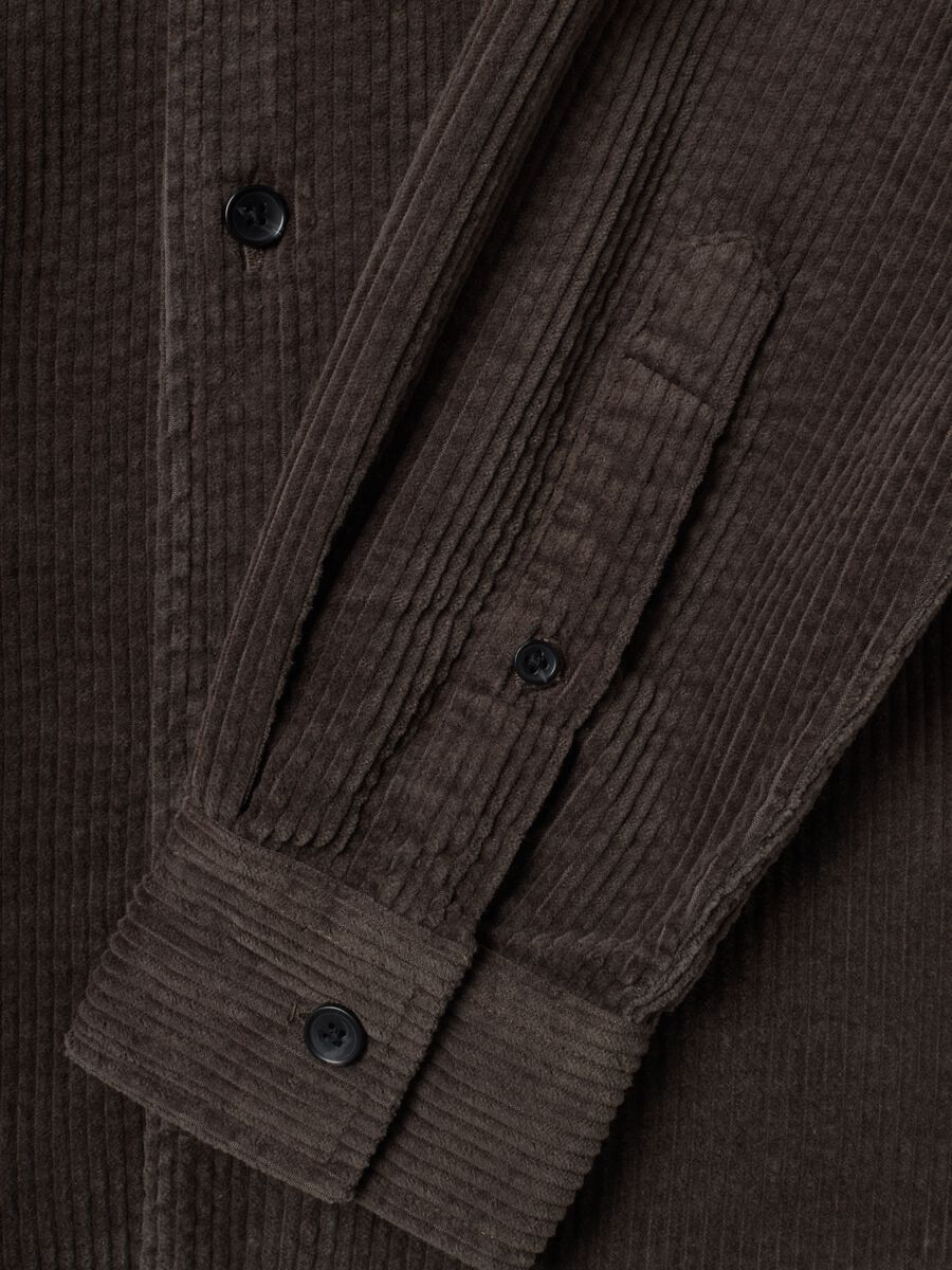 Brown pure cotton ribbed shirt_1