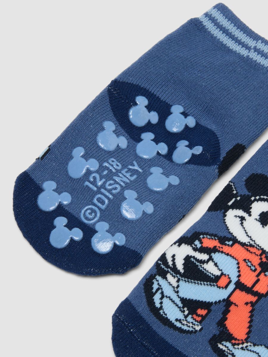 2-pack of blue Mickey-themed non-slip socks in stretch organic cotton_1