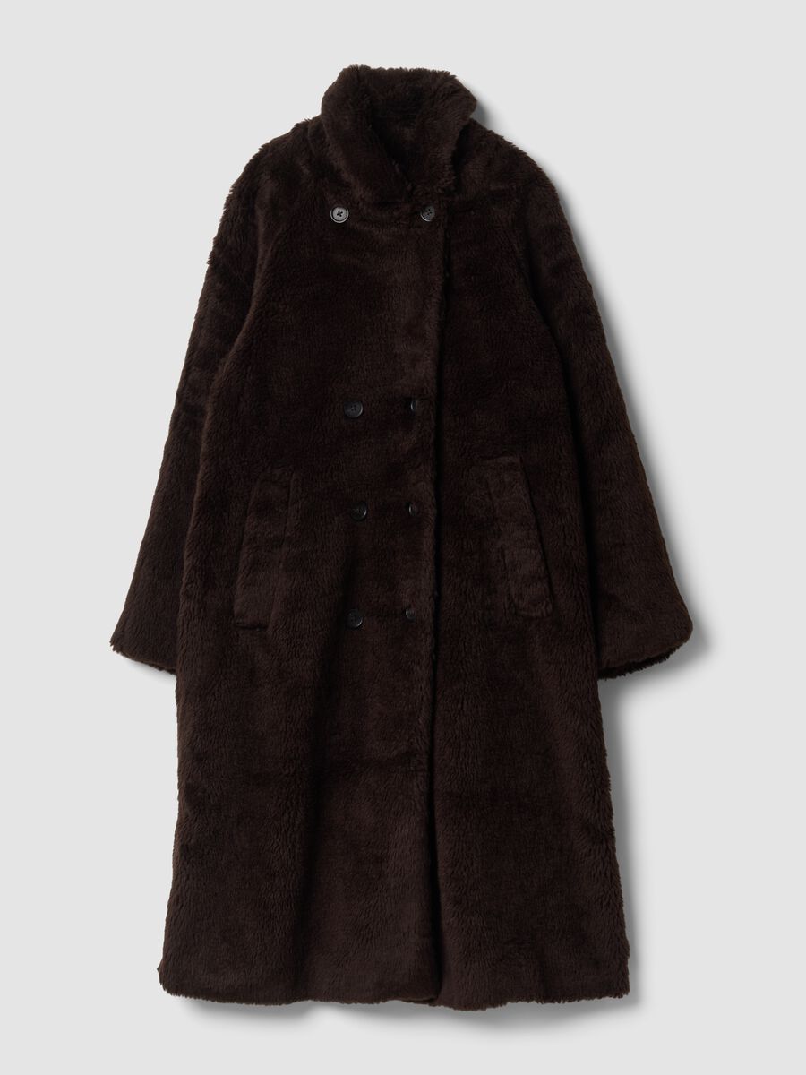 Brown wool-blend teddy coat with oversized fit_1
