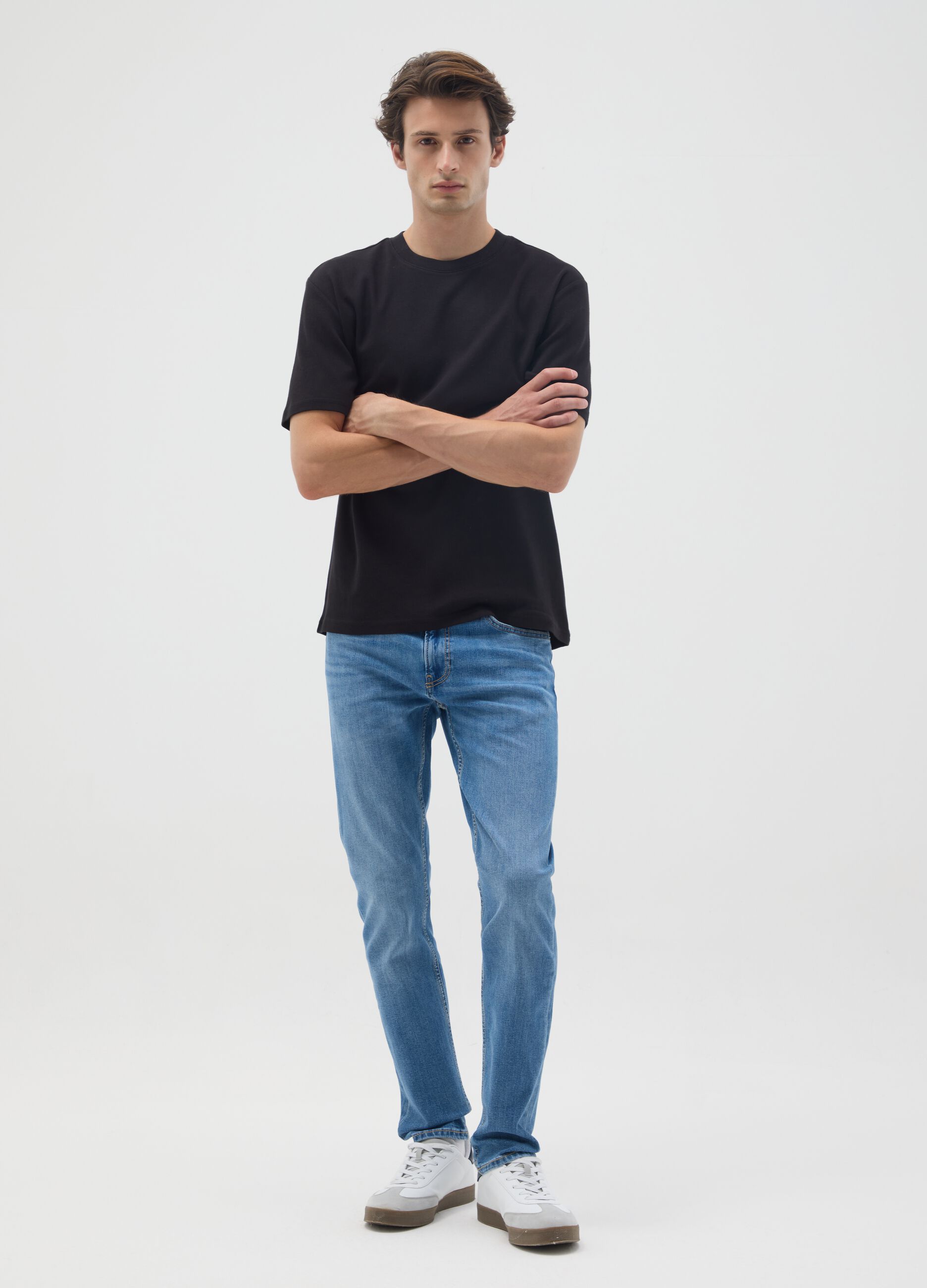 Skinny fit blue denim jeans