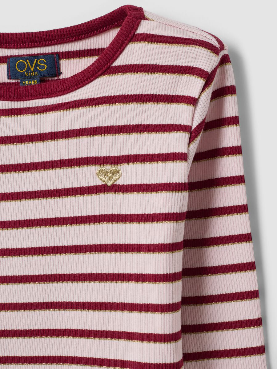 Girls&rsquo; multicolour striped stretch-cotton T-shirt with embroidery_3