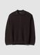 Brown pure cotton polo-collar jumper in oversized fit_0