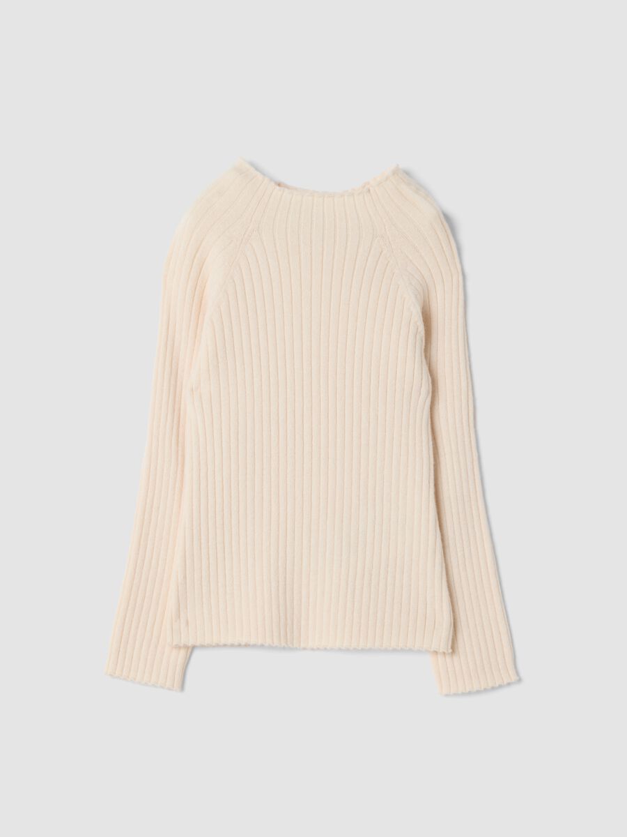 White ribbed viscose-blend crew-neck top_0