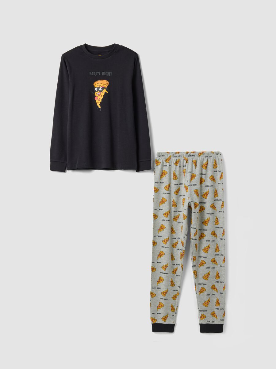 Blue crew-neck pyjamas in pure organic cotton_0