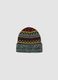 Multicolour beanie with jacquard pattern and embroidery_0