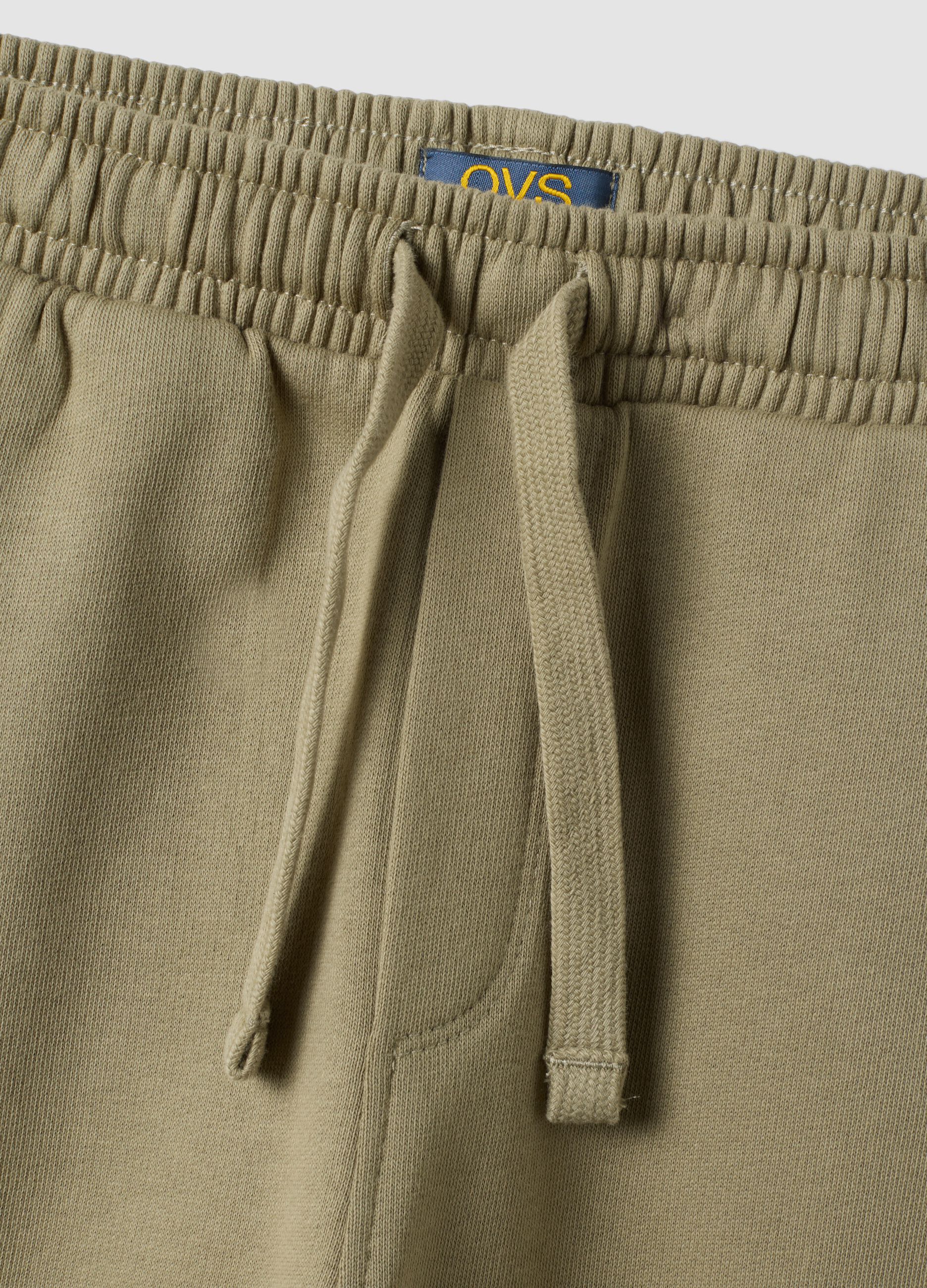 Beige pure cotton fleece over-fit jogger trousers