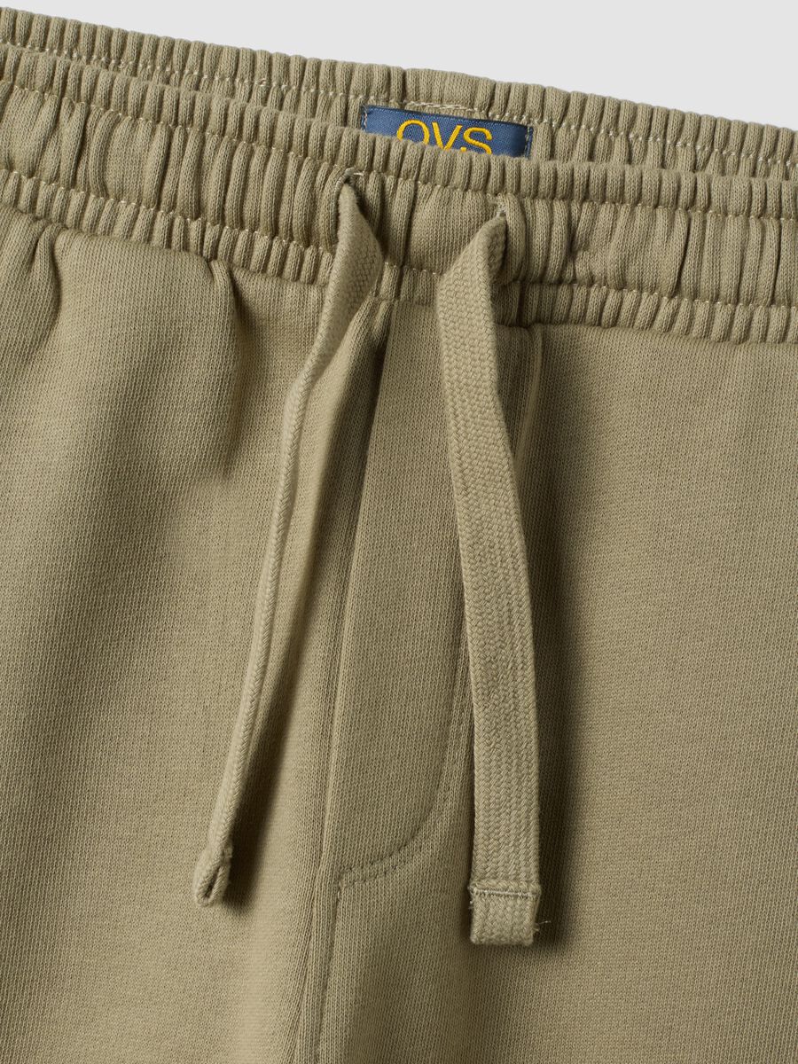 Beige pure cotton fleece over-fit jogger trousers_3