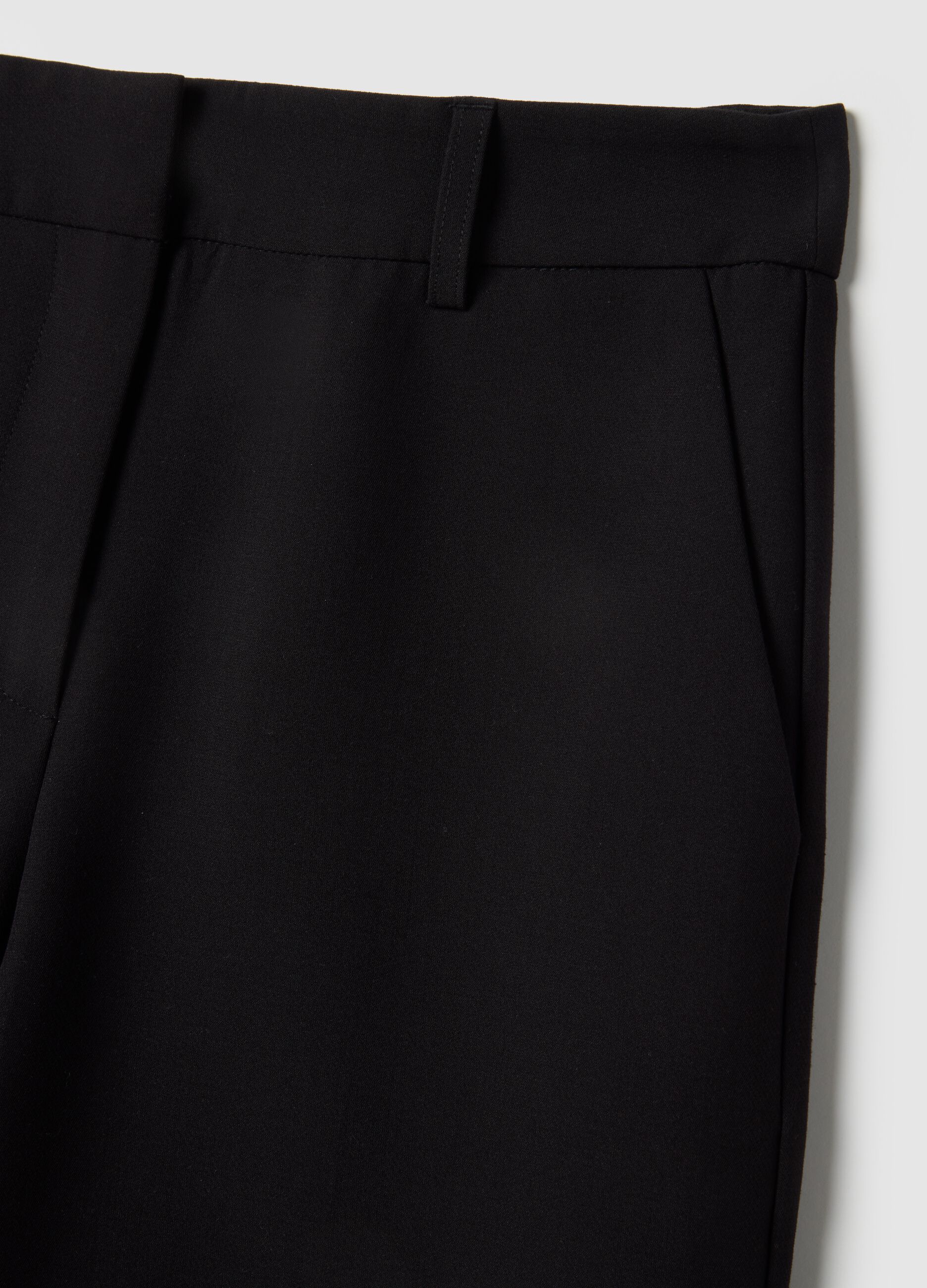 Black Straight Stretch Trousers