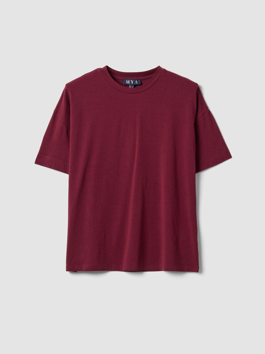 Red crew-neck T-shirt in stretch cotton-modal blend, regular fit_0