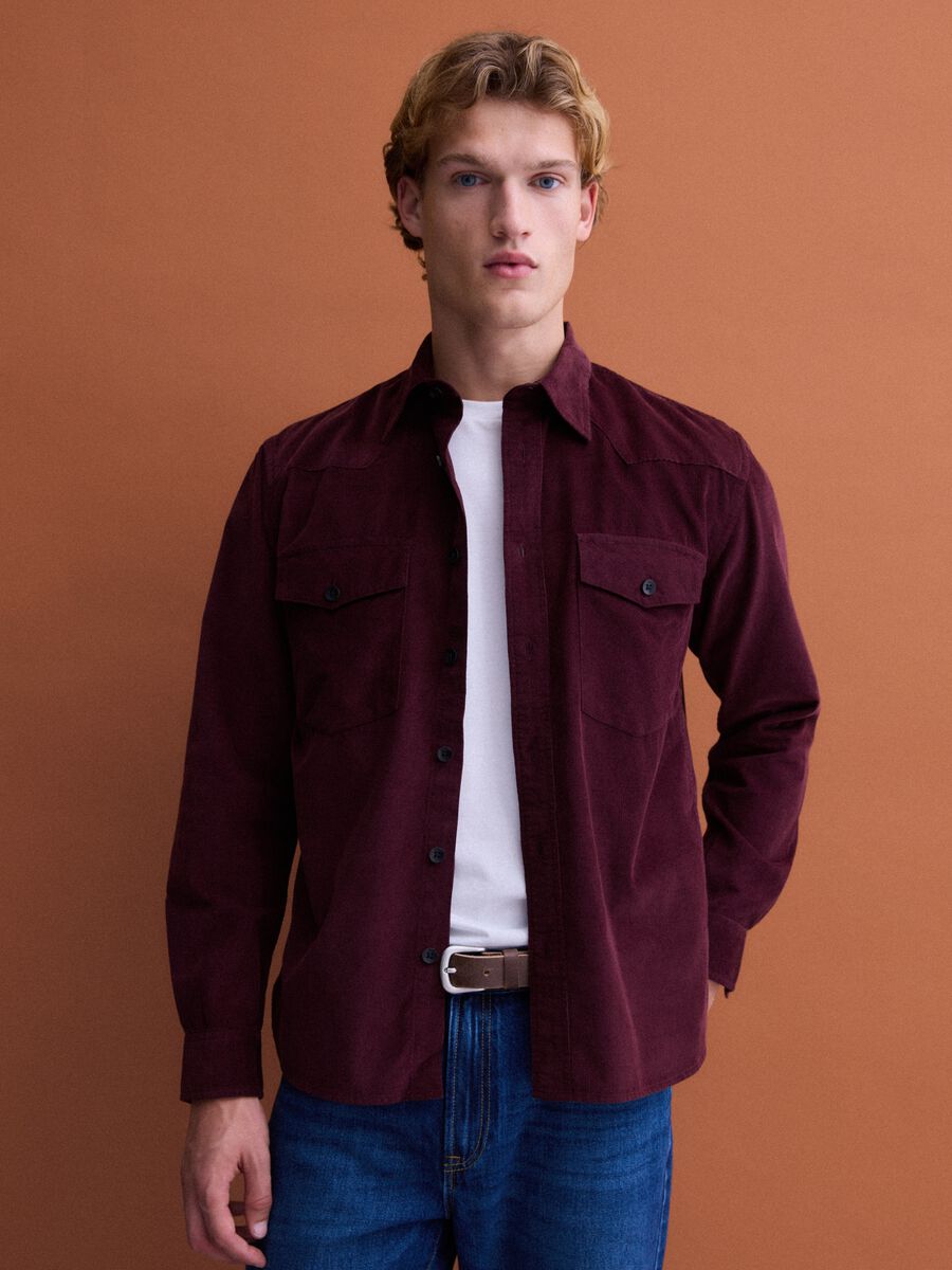 Brown pure cotton shirt with two pockets_0