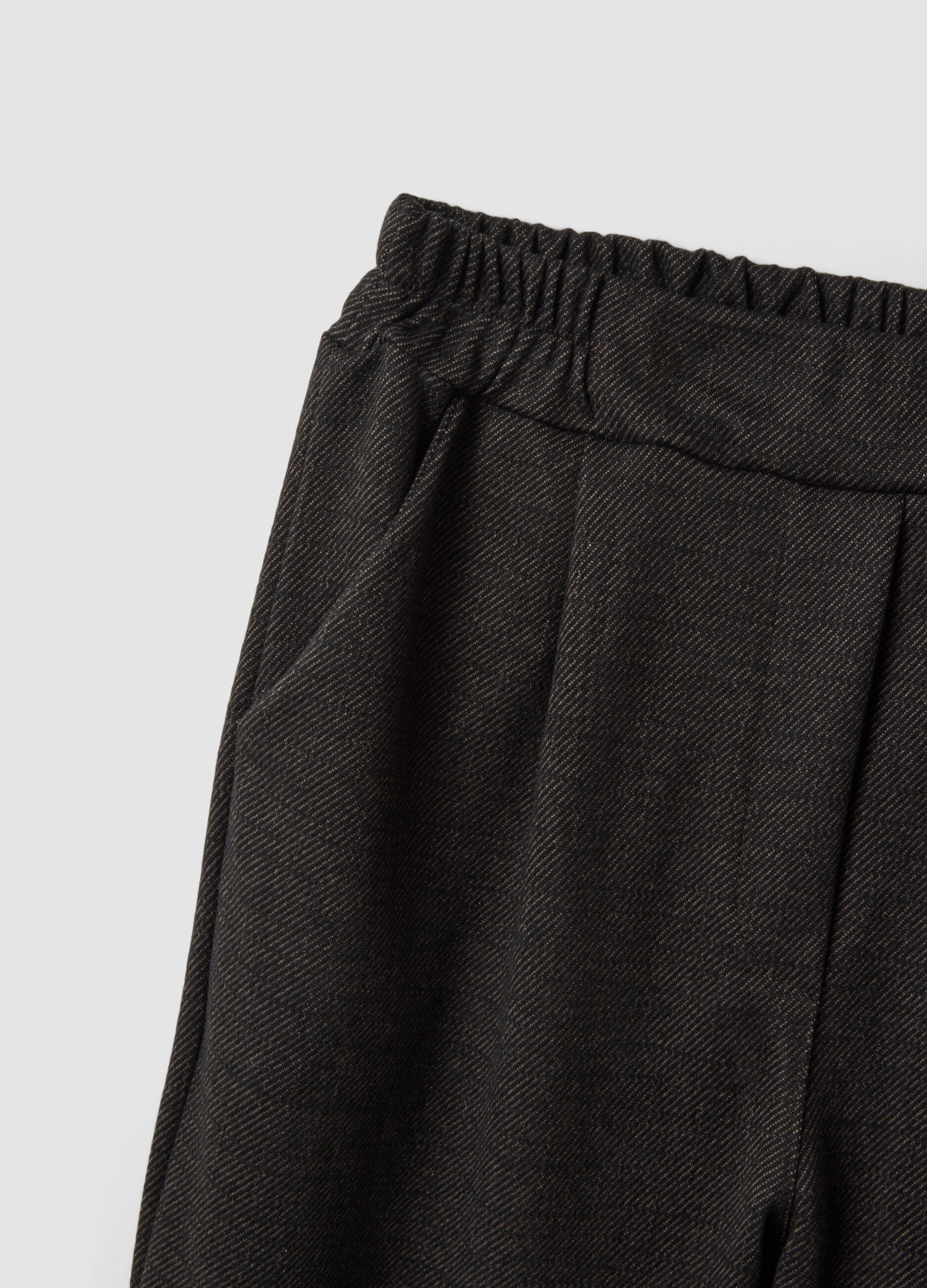 Brown regular-fit formal trousers in stretch viscose