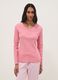 Pure cotton pink pyjama top with serafino neckline, regular fit_0