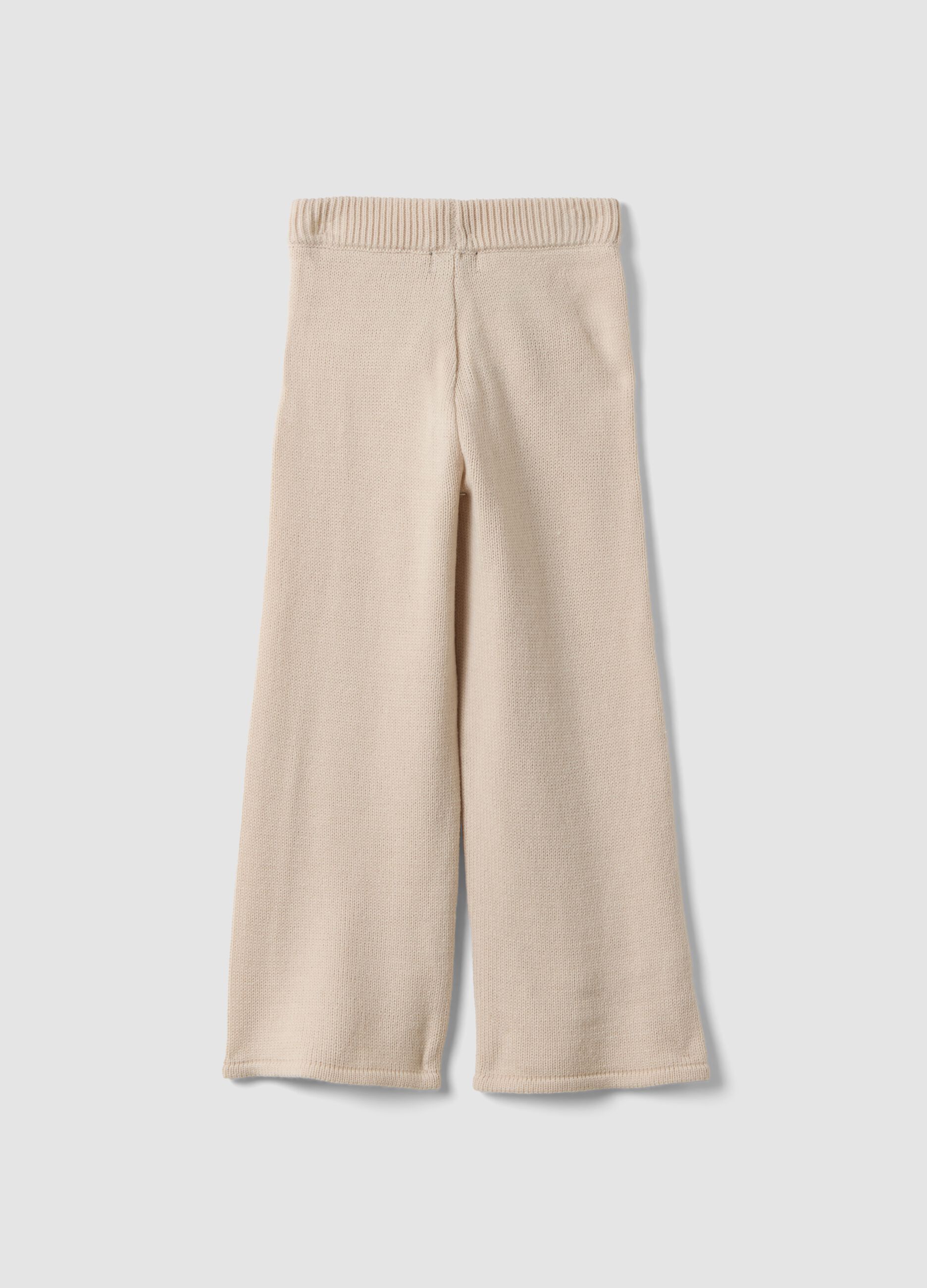 Beige regular-fit trousers with bow