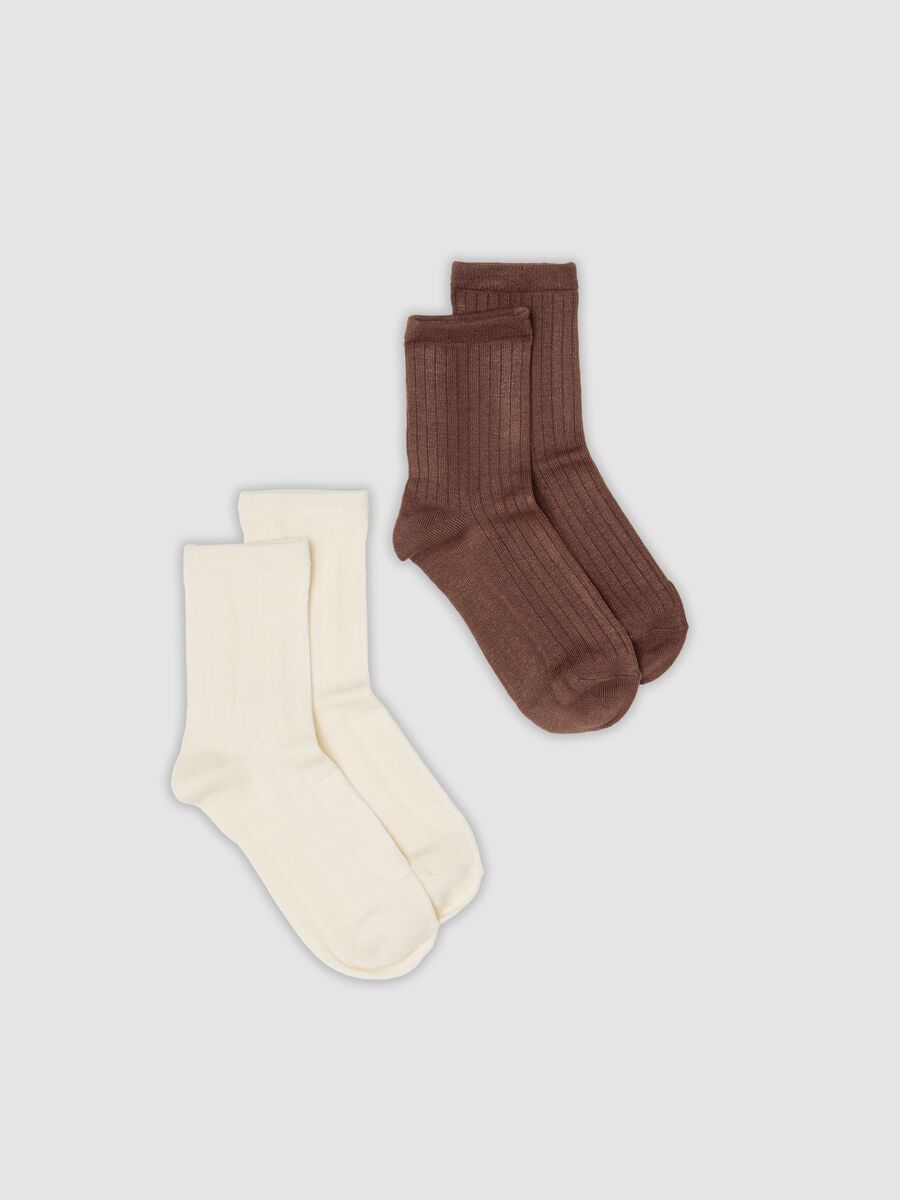 2-pack of brown and white stretch-fabric socks_0