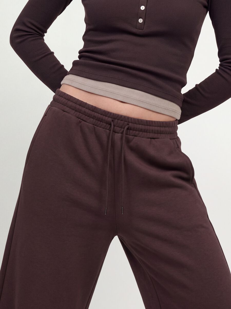 Brown wide-leg trousers in stretch modal with drawstring_2