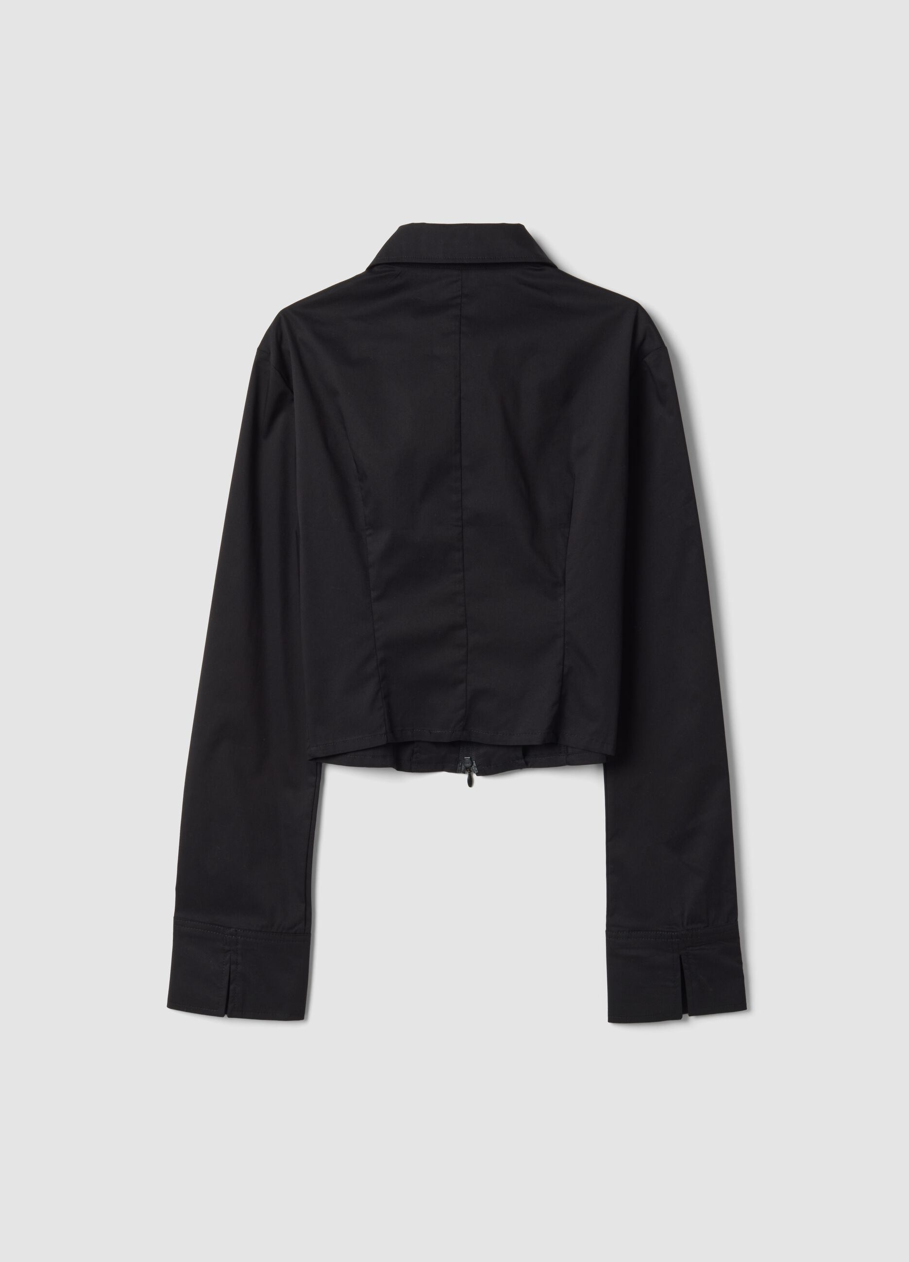Fitted Full-zip Shirt Black