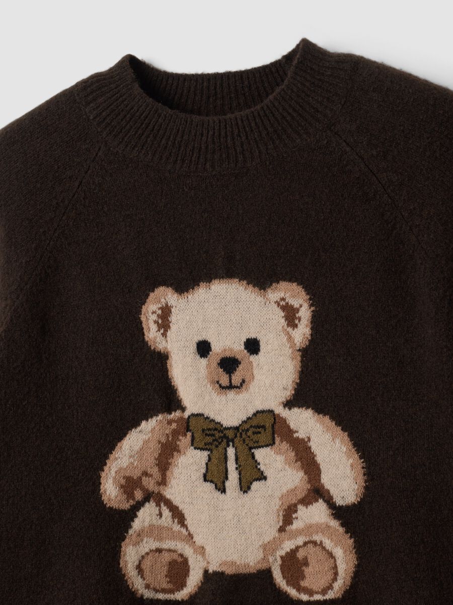 Brown stretchy viscose crew-neck top_1