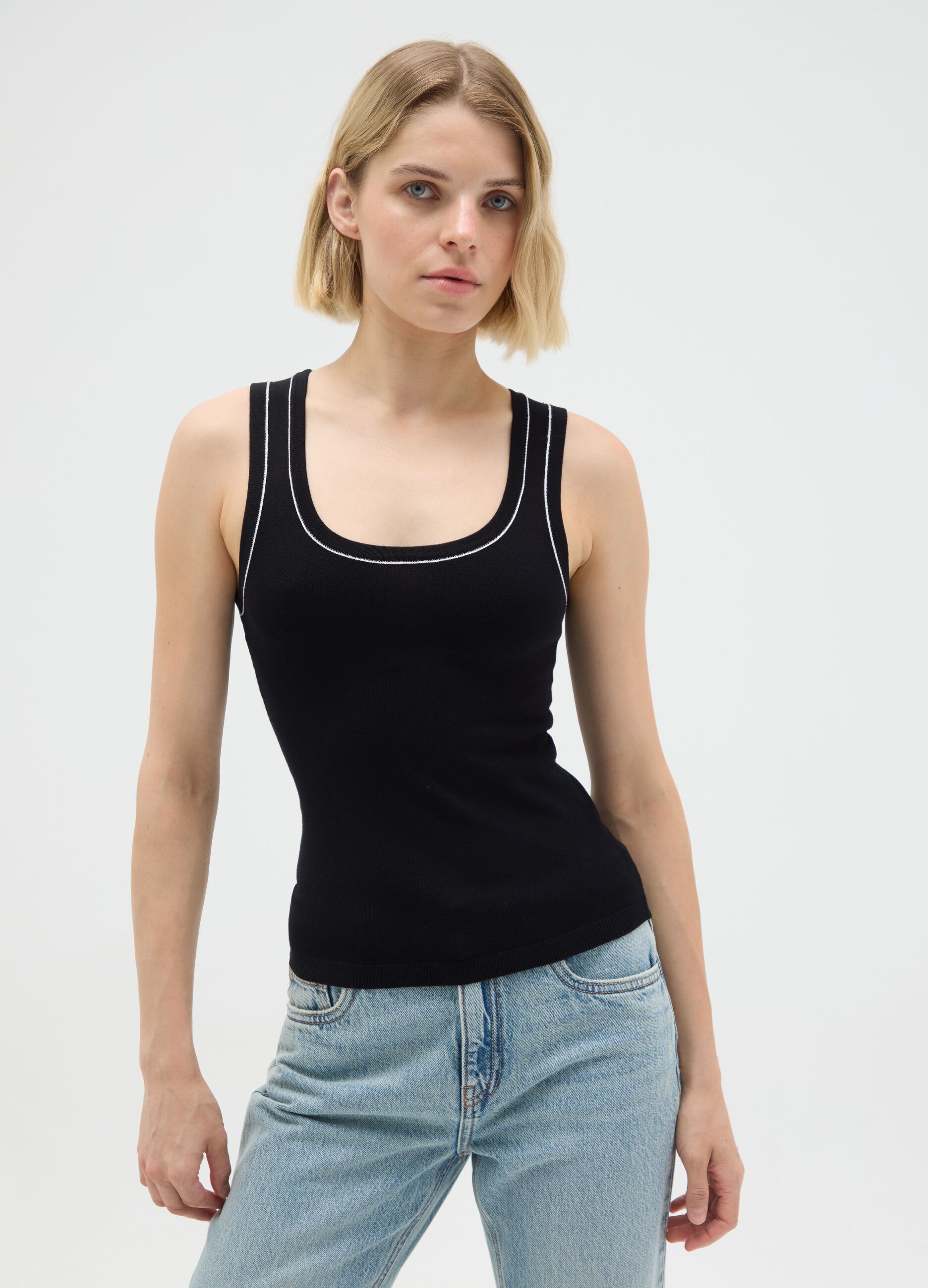 Women's Black Viscose Blend Top Regular Fit